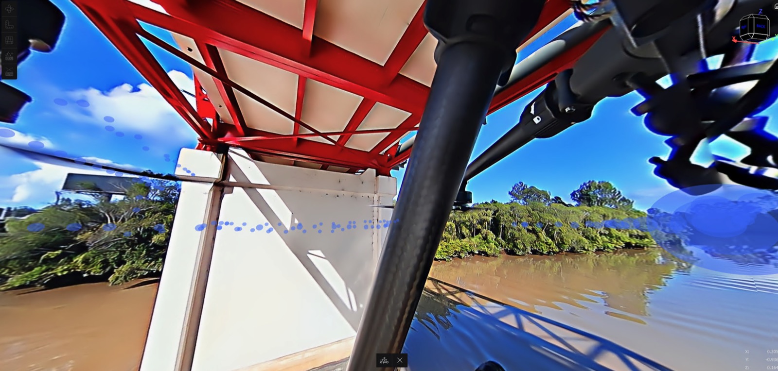 Drone capture beneath a Queensland bridge as point cloud and 3DGS
